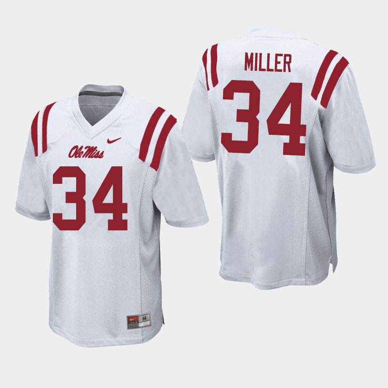 Zavier Miller Ole Miss Rebels NCAA Men's White #34 Stitched Limited College Football Jersey UGG7158YX